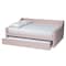 Baxton Studio Raphael Modern and Contemporary Pink Velvet Fabric Full Size Daybed with Trundle 187-11482-Zoro - alternate 2